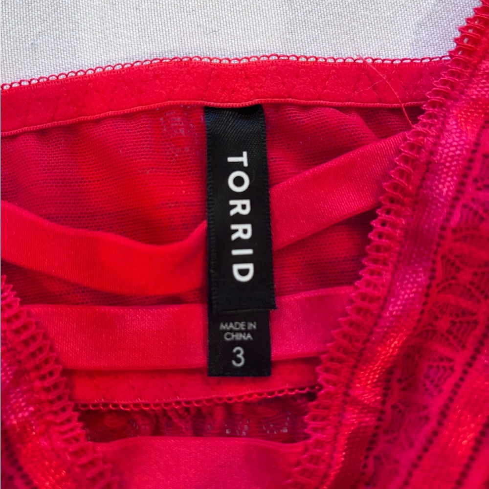 Torrid Vibrant Red Lace Detail Chemise - Picture 3 of 5